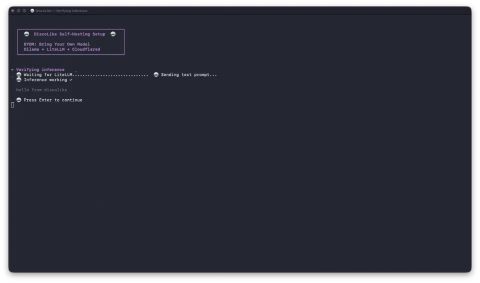 Inference verification, test prompt returns successfully